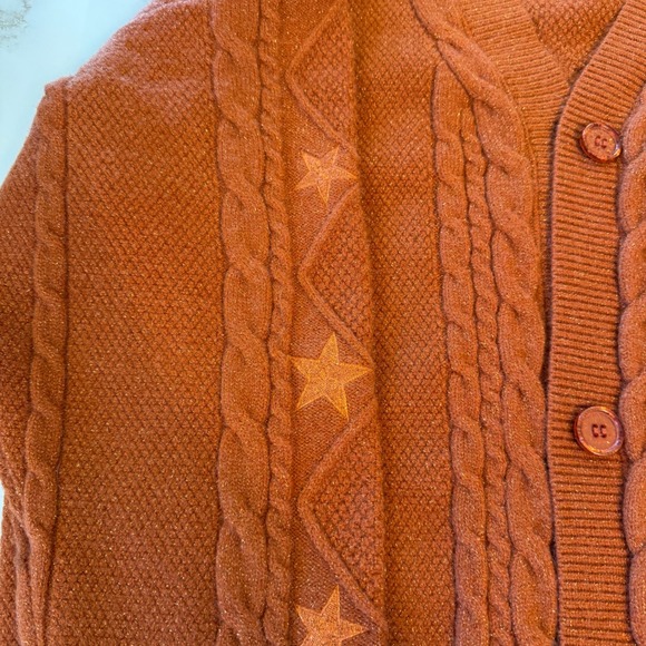 TAYLOR SWIFT CARDIGAN TLOAS The Life of a Showgirl Gold Orange Stars MD/LG NEW - Picture 4 of 15